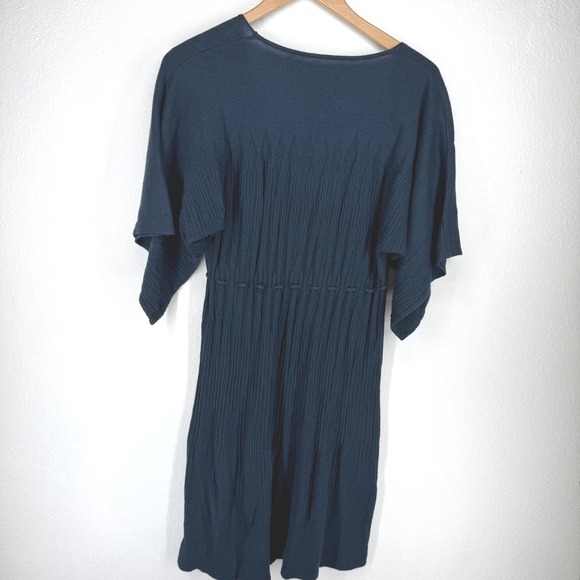 Max Studio Womens Babydoll Milkmaid Midi Dress M Blue Boho Y2K Drawstring Vtg - Picture 5 of 6